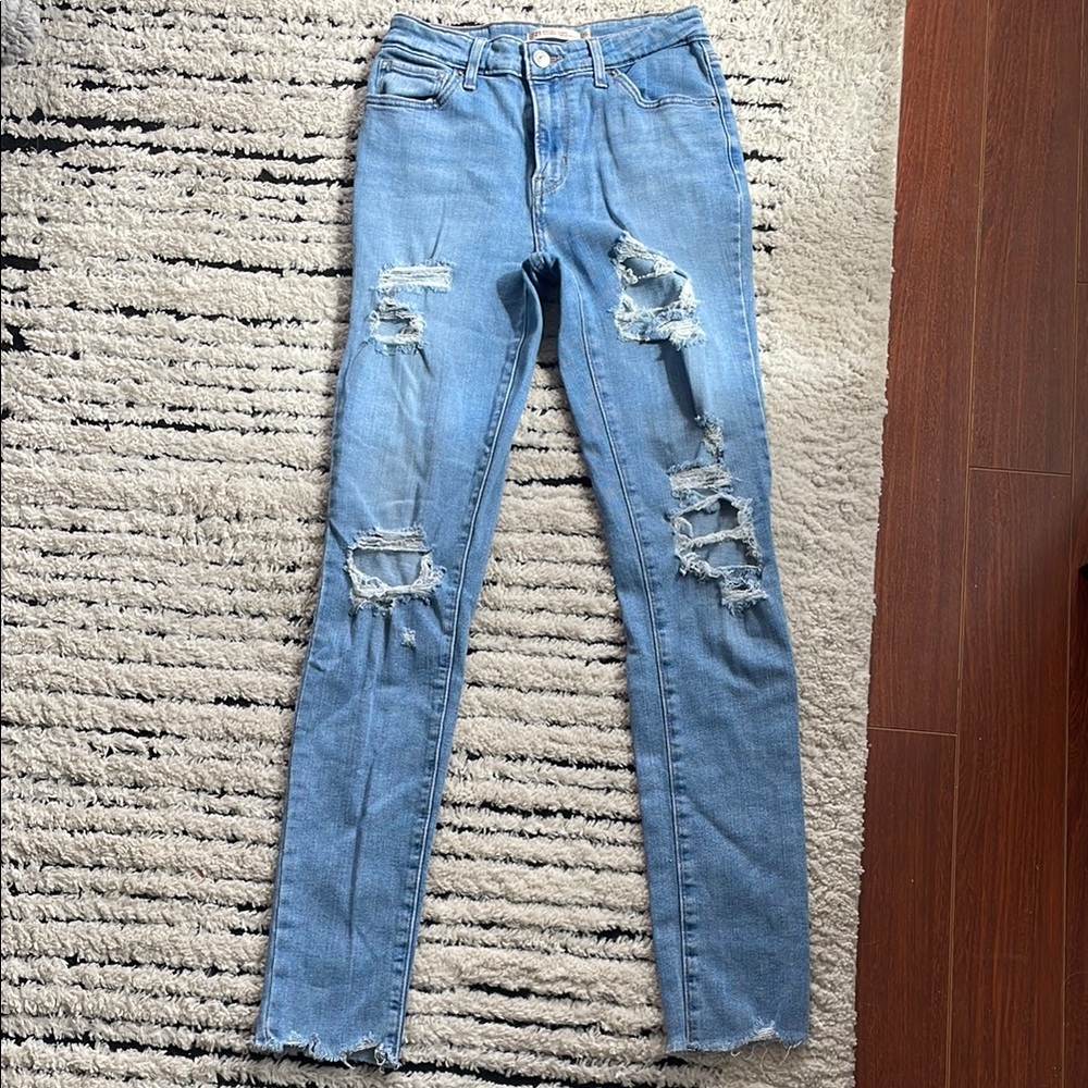 Levi's Blue Skinny Distressed Denim Jeans
